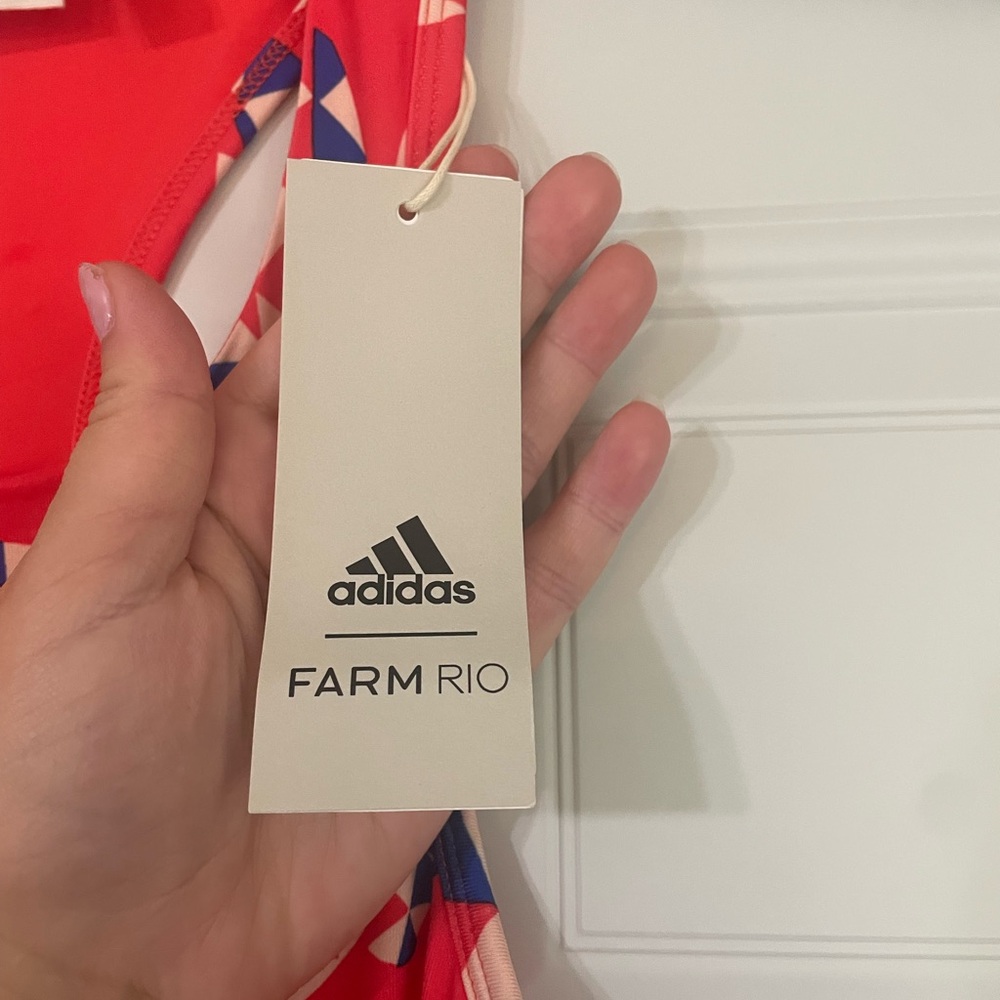 NEW Adidas Farm Rio Psychedelic Wave Red Orange Cut Out Dress Large Festival - Picture 8 of 14